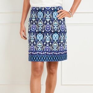 Talbots Blue and Pink Patterened A-Line Skirt